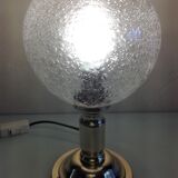 Brass bedside lamp and bubbled glass globe / vintage 60s-70s
