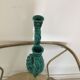 Double candlestick in green twisted ceramic vintage 50s