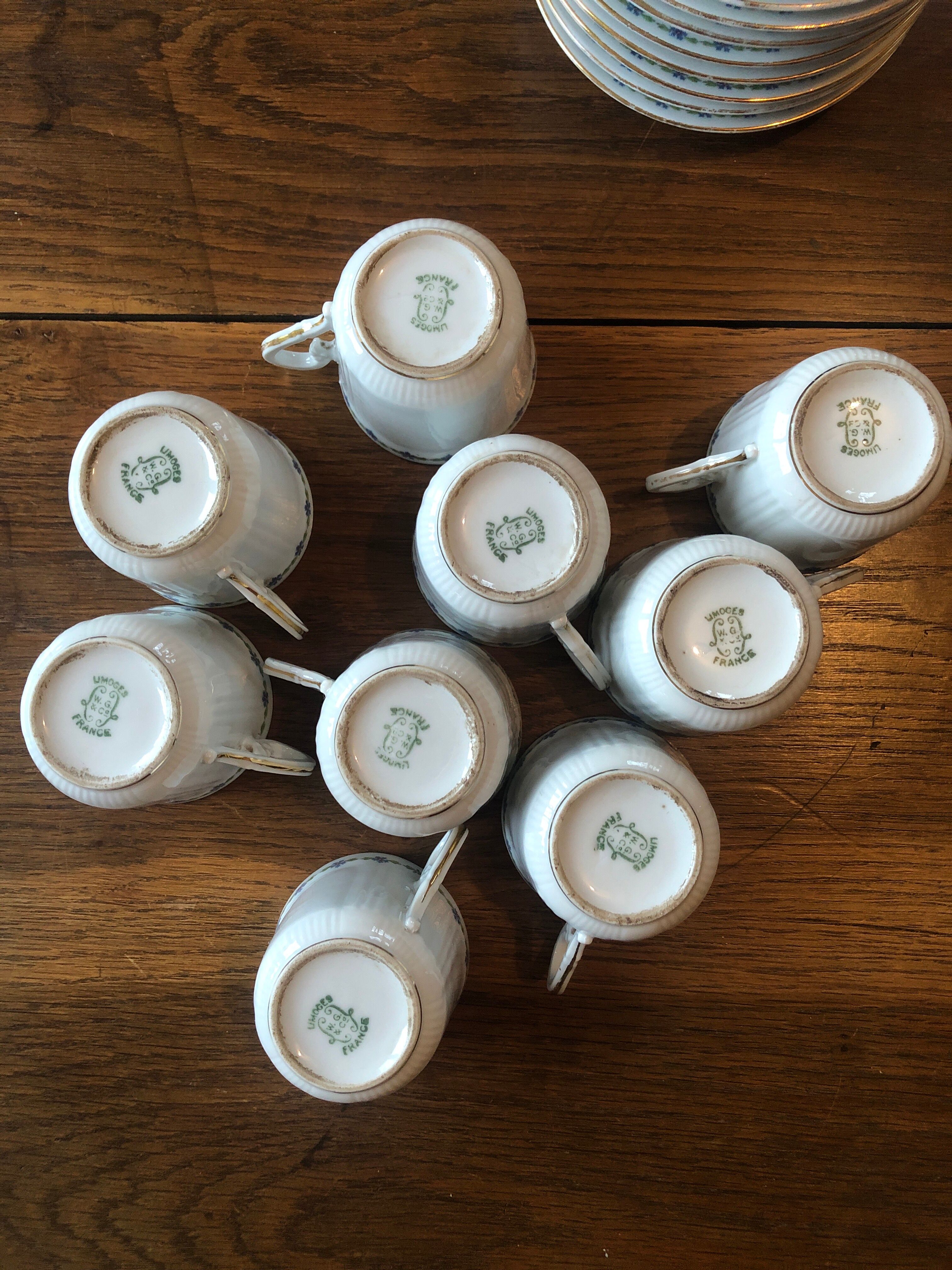 Set of 9 cups and old saucers from Limoges