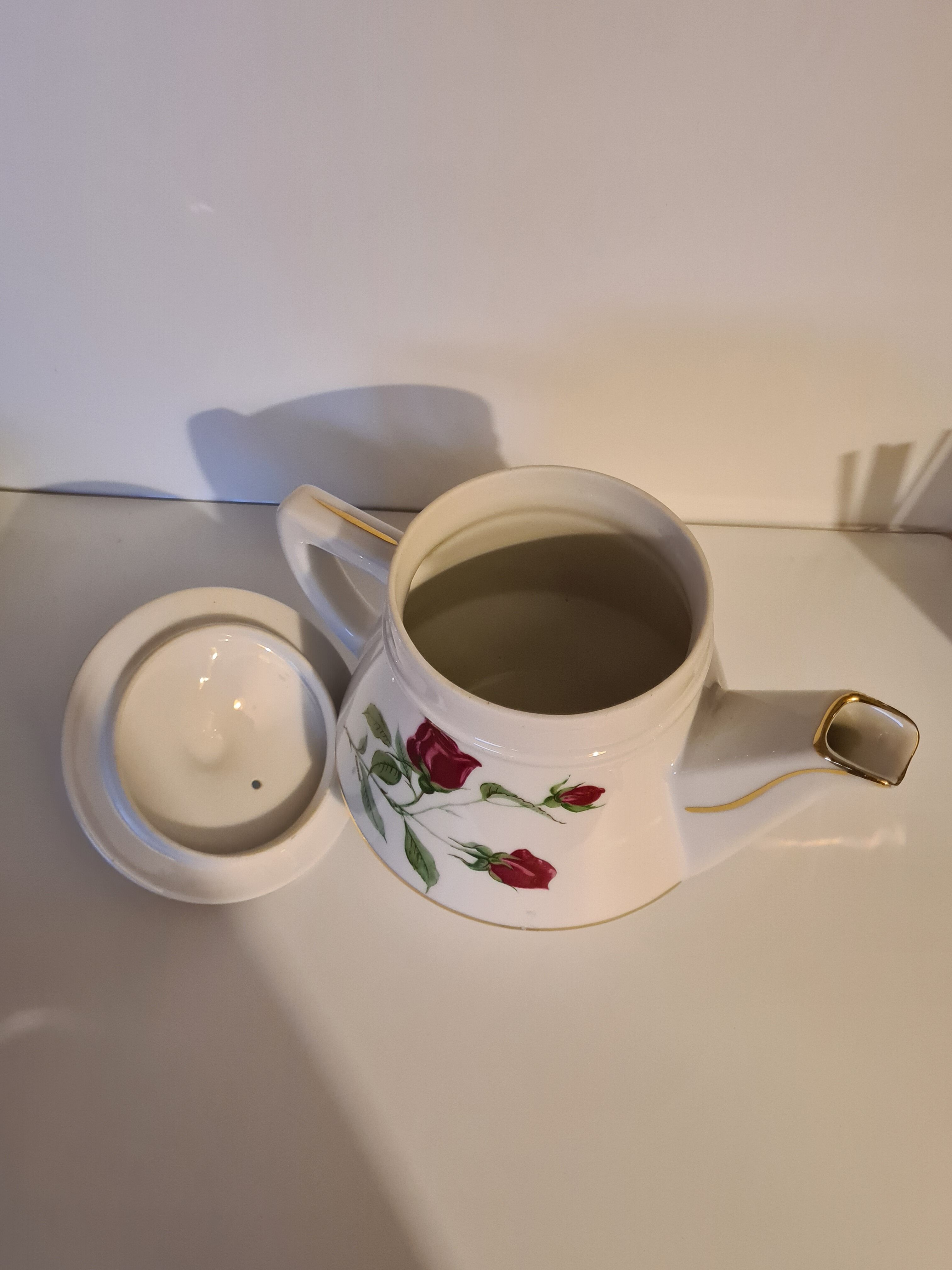 Teapot Email de Limoges Porcelain from Barry Décor Roses