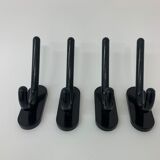 Set of 4 con & con Italian black wall coat / towel hangers , 1970’s