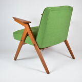 Fauteuil bunny, restauré, tissu vert, années 1960