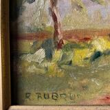 Post-impressionist “Chemin de Merolle” painting by Roger Aubrun 1947 + frame