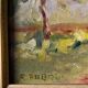 Post-impressionist “Chemin de Merolle” painting by Roger Aubrun 1947 + frame