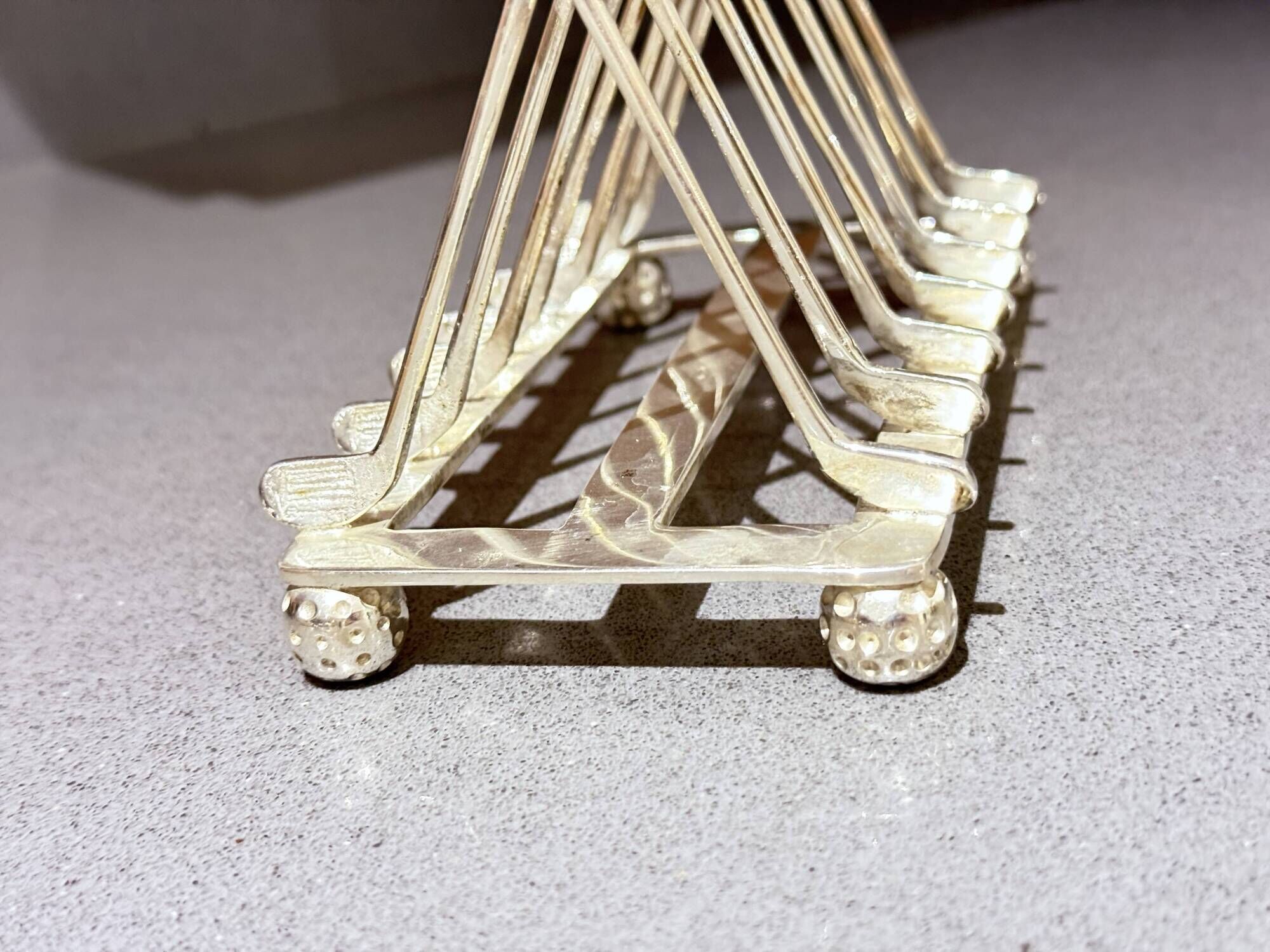 Art Deco Silver Plated Golf Ball and Club Toast Rack – Vintage Luxury Tableware