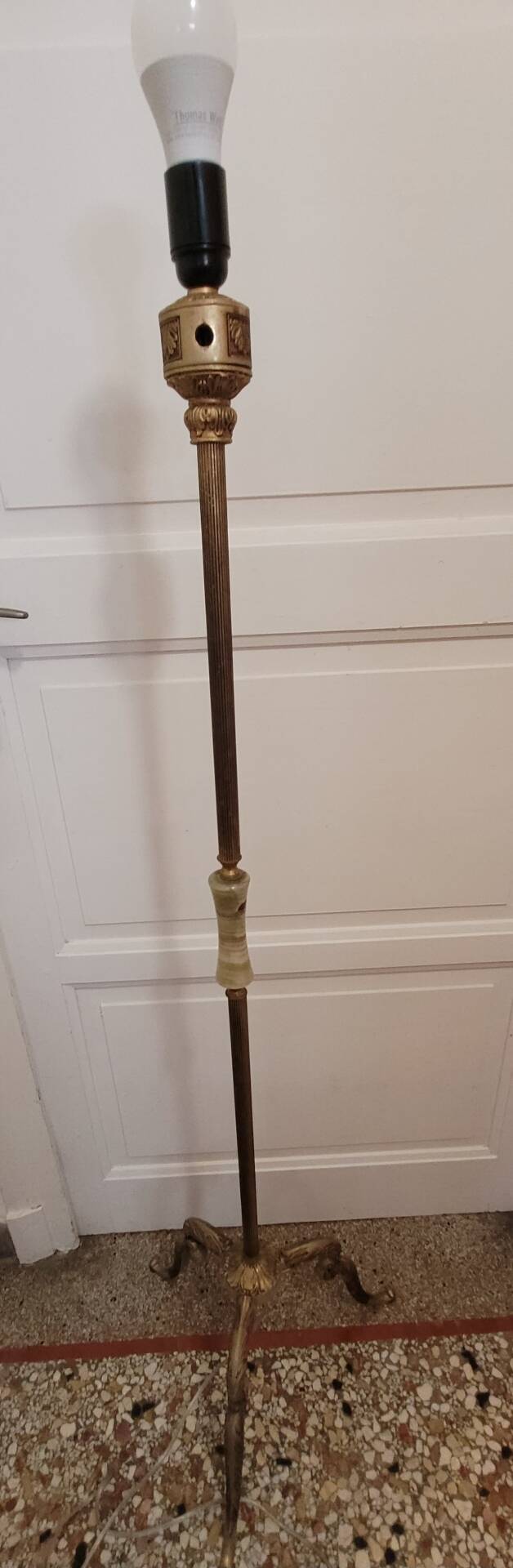 Antique brass and onyx floor lamp - classic style