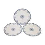 Set de 3 assiettes plates en faïence de Sarreguemines modèle Mignon, terre de fer.