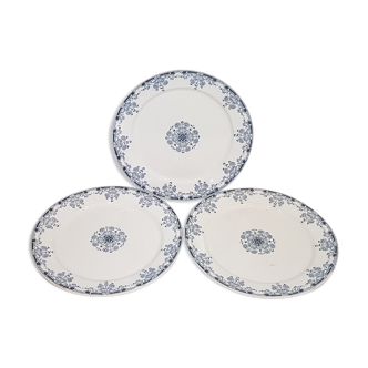 3 flat plates in sarreguemines model Mignon, iron earth.