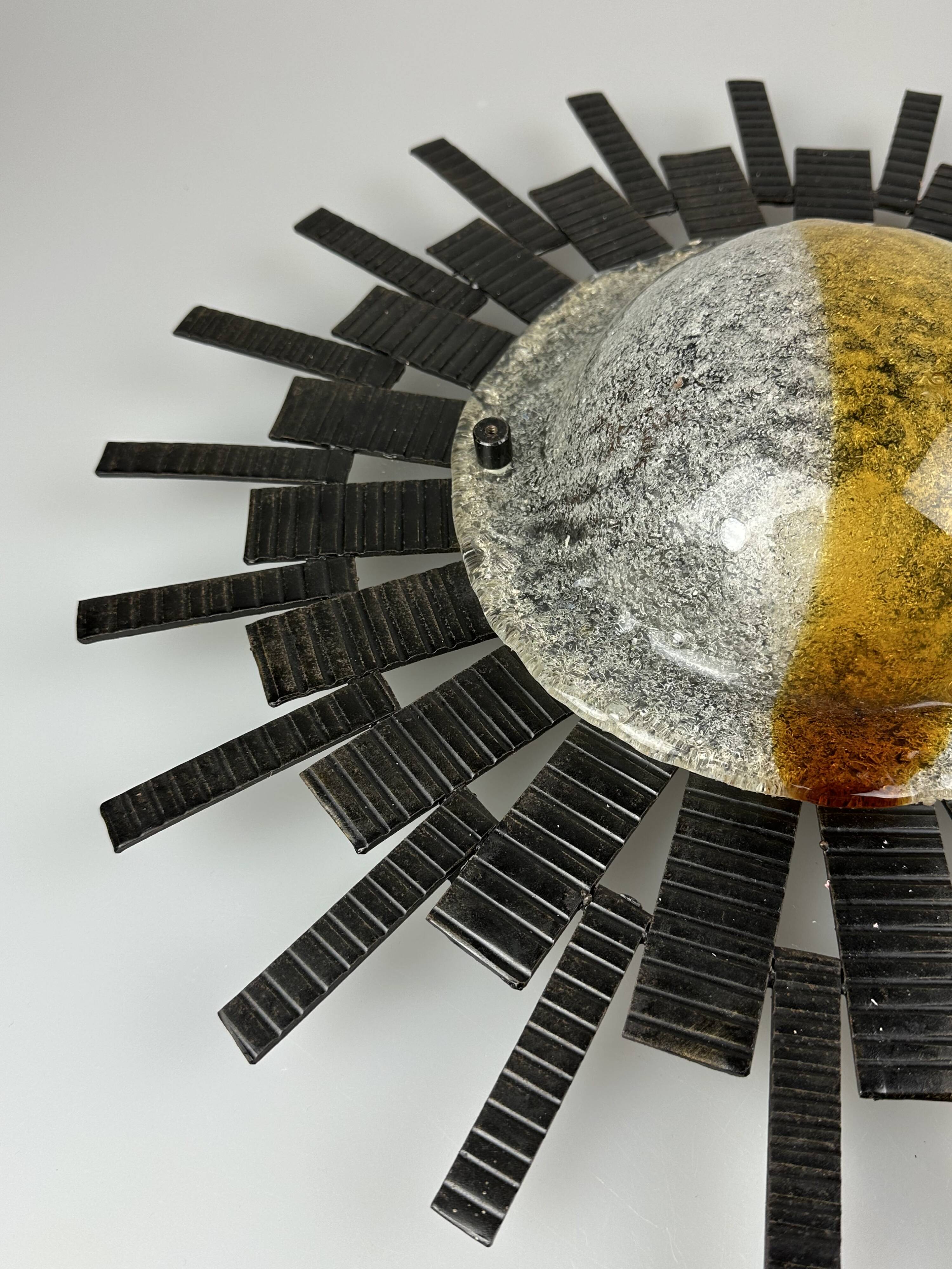 60s 70s Brutalist wall lamp wall light iron & glass by Honsel Leuchten