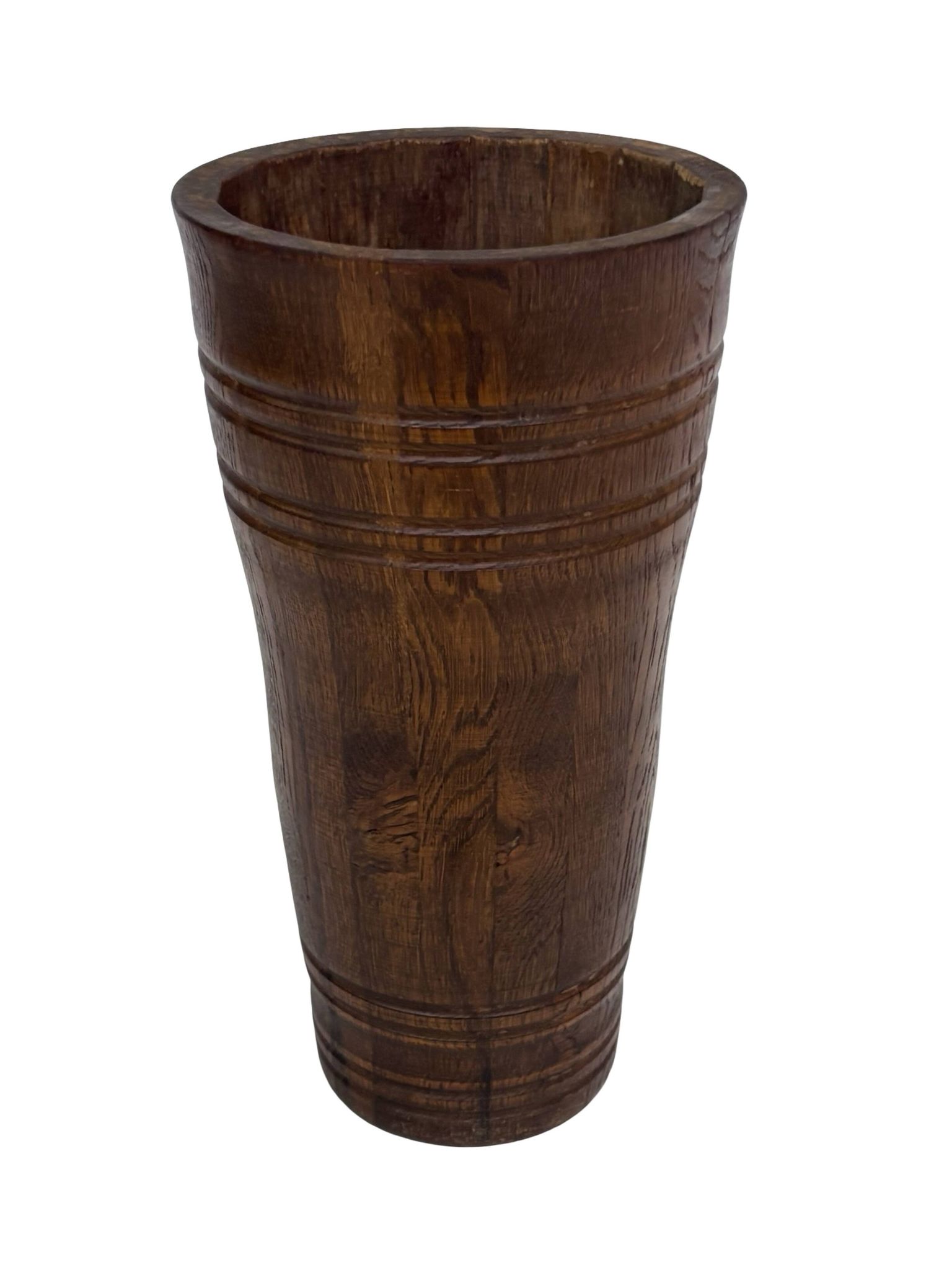 Vintage umbrella stand - holder oak basket storage design 60's minimalist