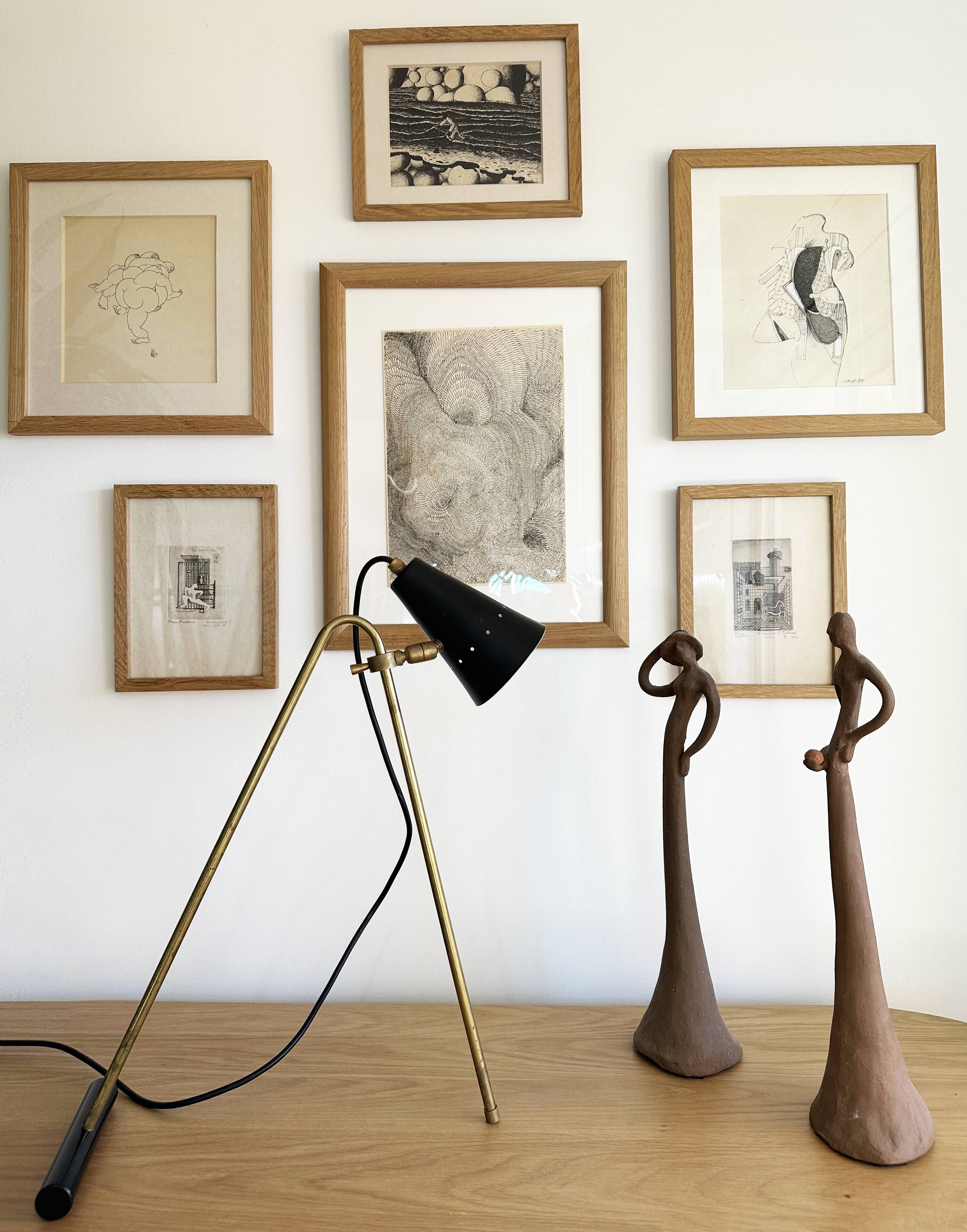 Large and beautiful adjustable bipod lamp, 1950s design