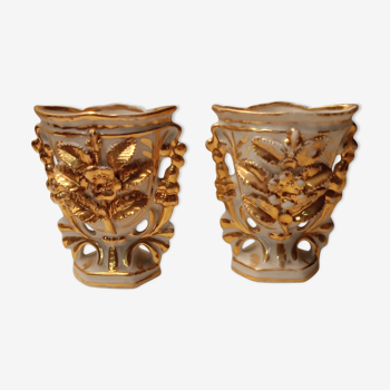 Paire de vases en porcelaine de paris fin 19eme