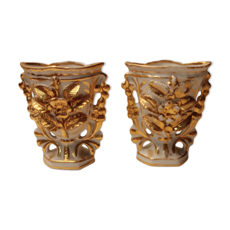 Paire de vases en porcelaine de paris fin 19eme
