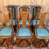 6 Art Deco period chairs in green vinyl