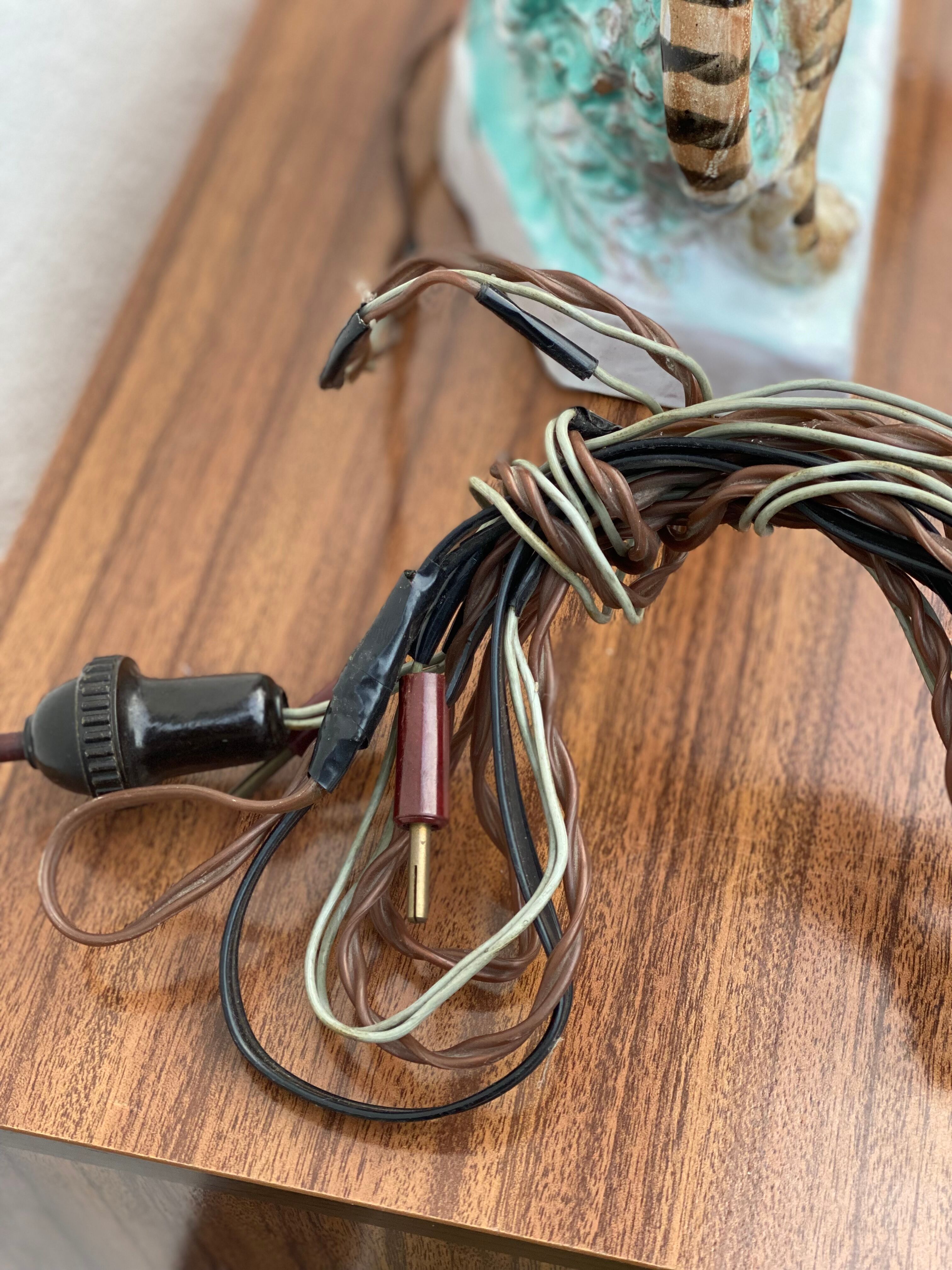 Vintage ceramic tiger lamp