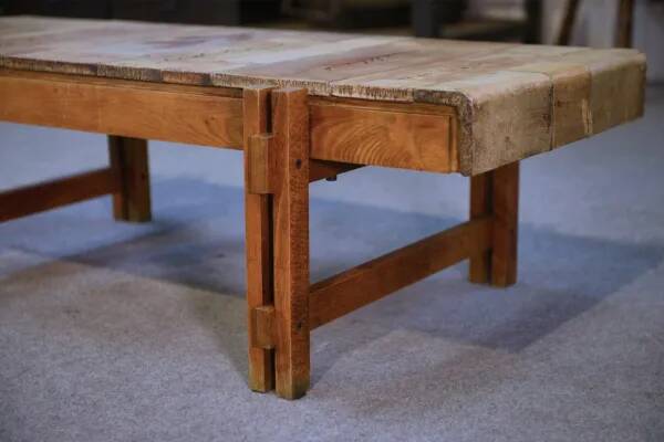 Coffee table in beech and ceramic by Roger Capron, 1960s