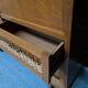 Vintage retro 1960s rattan and wood cabinet with desk section