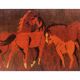 Tapis et tapisserie RYA vintage des années 1970 en marron et orange avec cheval
