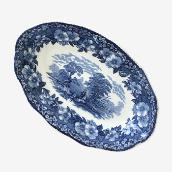 English blue serving dish