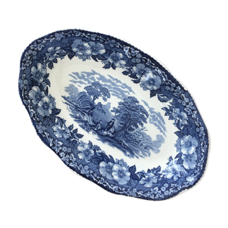 English blue serving dish