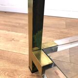 Vintage coffee table in plexiglass and gilded metal, 1970