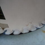 Plateau miroir orangé 3 pieds boule bois années 40