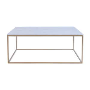 Table basse carrée en marbre blanc Ibiza