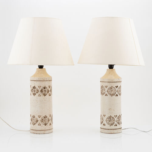Paire de lampes de table en grès, Bitossi pour Bergbom, Suède, seconde moitié du XXème siècle