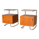 Pair of Chromed Nightstands, Vichr & spol, 1950s, Czechoslovakia