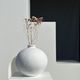 Handcrafted terracotta ball vase painted white H:24 D:26