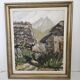 Oil on Cardboard - Mountain Chalet Landscape Signed Jean