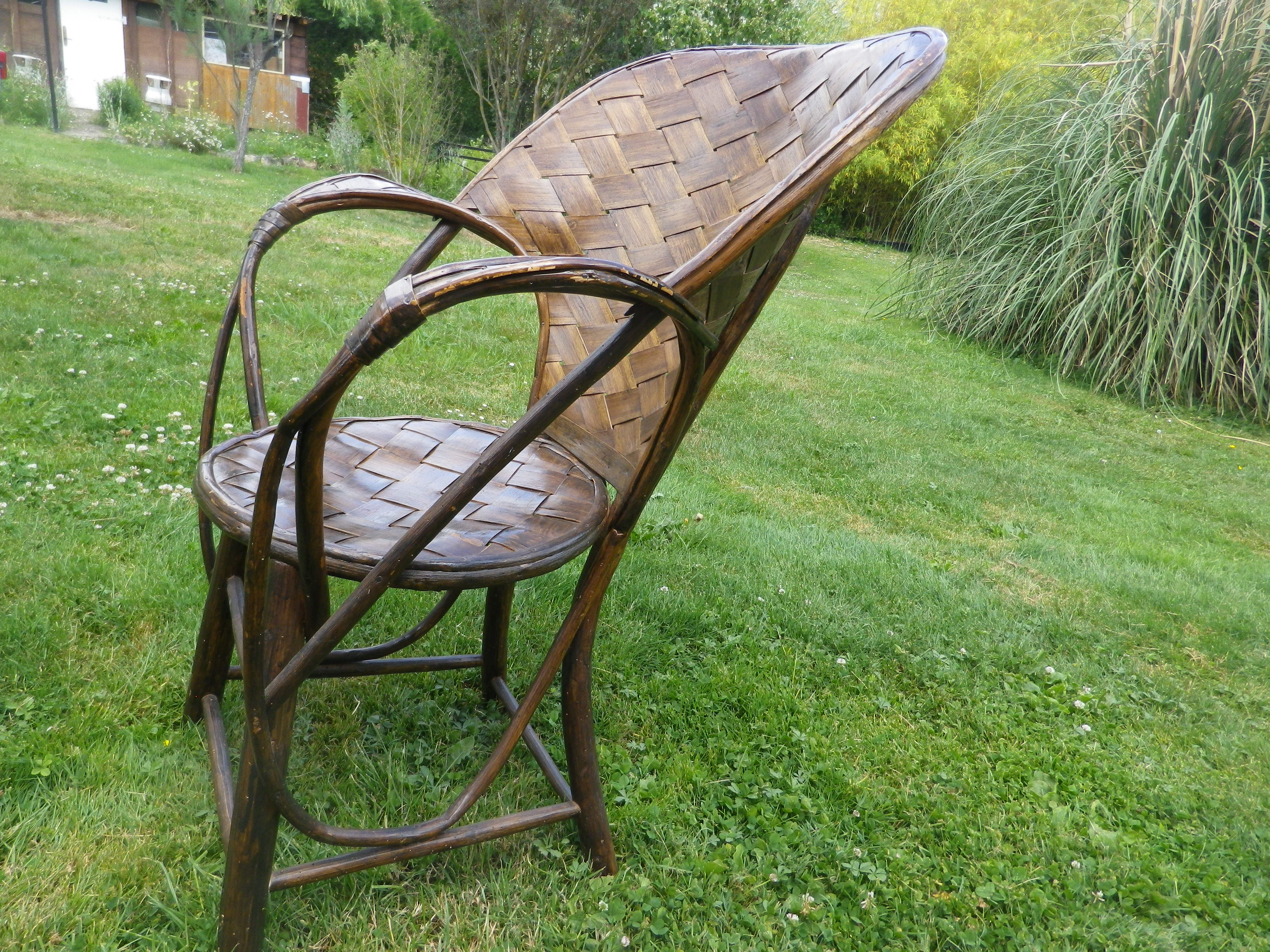 Bamboo and chestnut armchair