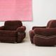 Brown velvet armchair, in the style of Adriano Piazzesi, Italy, 1980s.