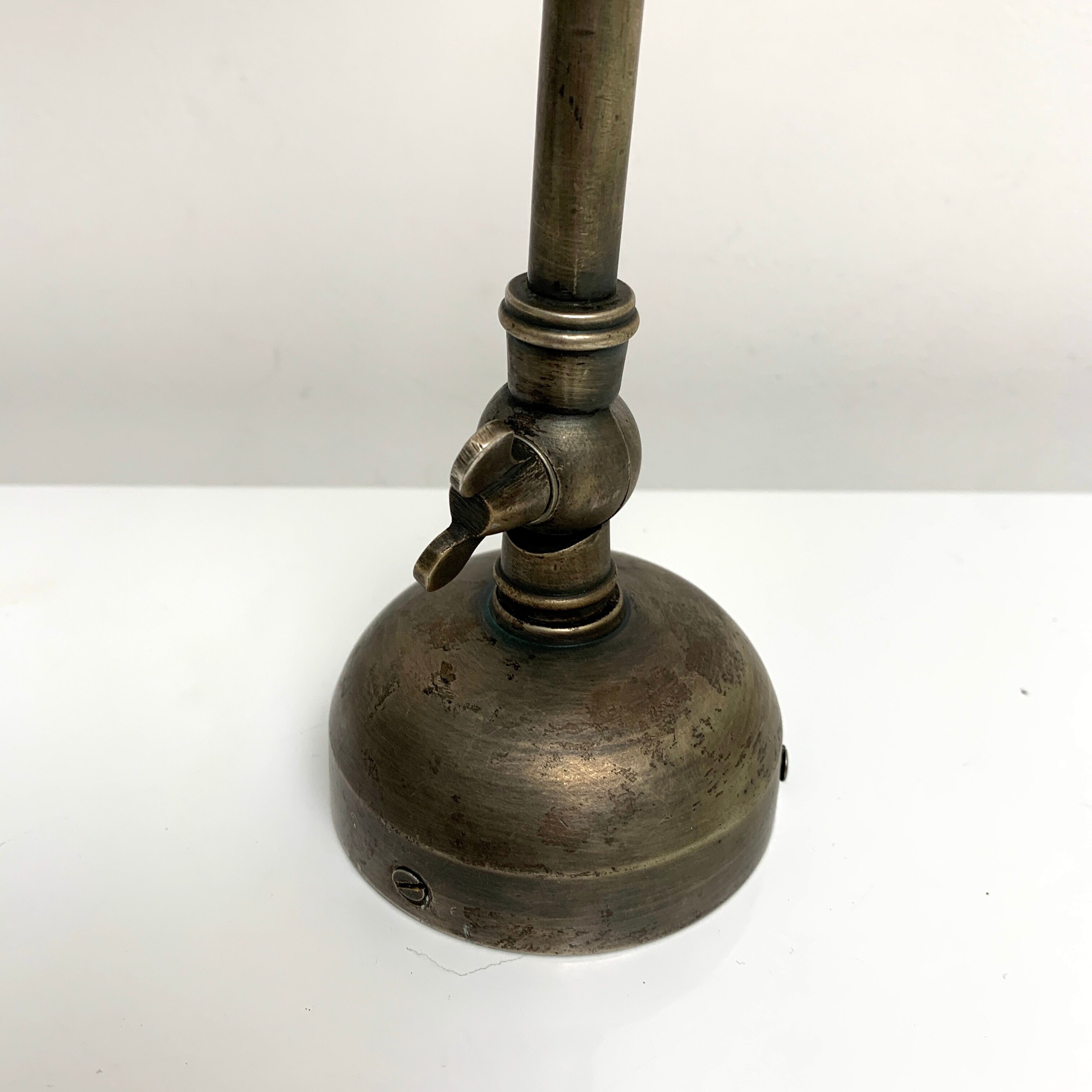Gooseneck wall lamp old style silver metal patinated