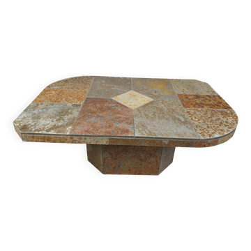Brutalist slate stone coffee table, 1980s