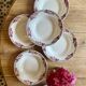Set of 8 vintage soup plates decorated with pink and black flowers - Saint Amand