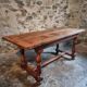 French farmhouse table in oak – 1950-1970 – Top made of solid blocks