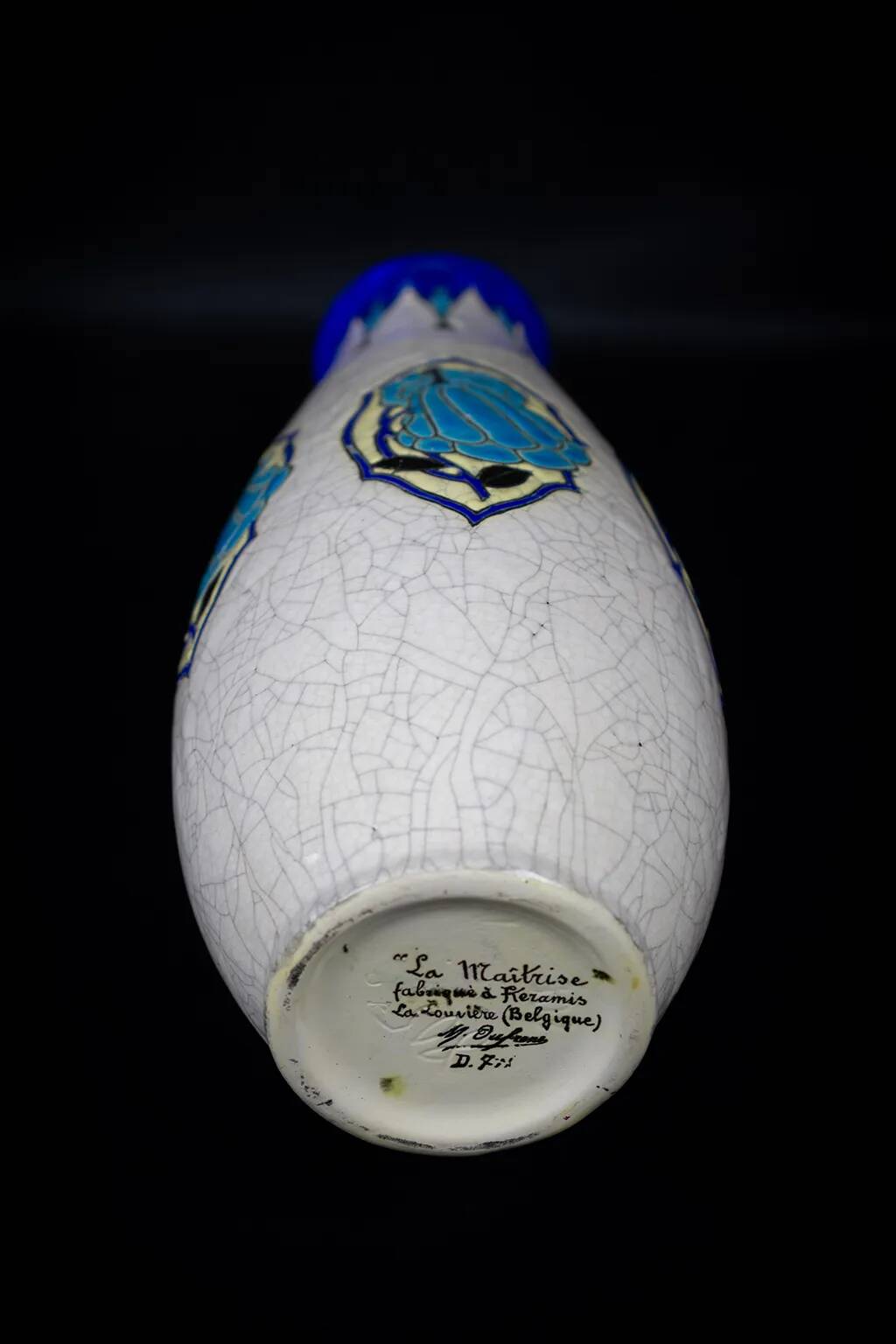 Art Deco vase in crackled earthenware, M. Dufrêne, Boch Keramis La Maîtrise