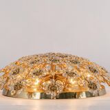 Brass ceiling light with cut glass flowers by Palwa, Germany, 1970s.