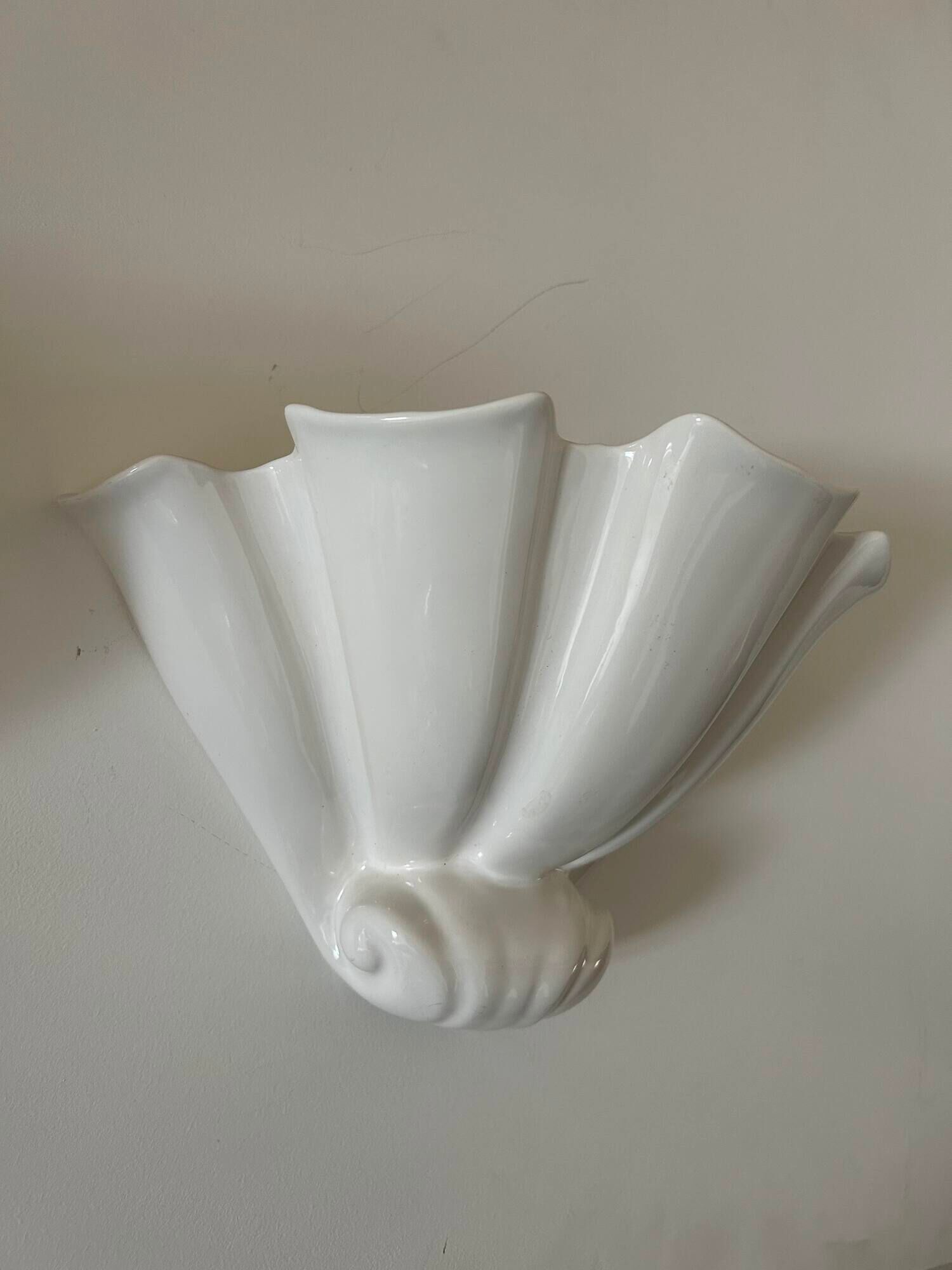 Pair of porcelain wall lamps France 1970