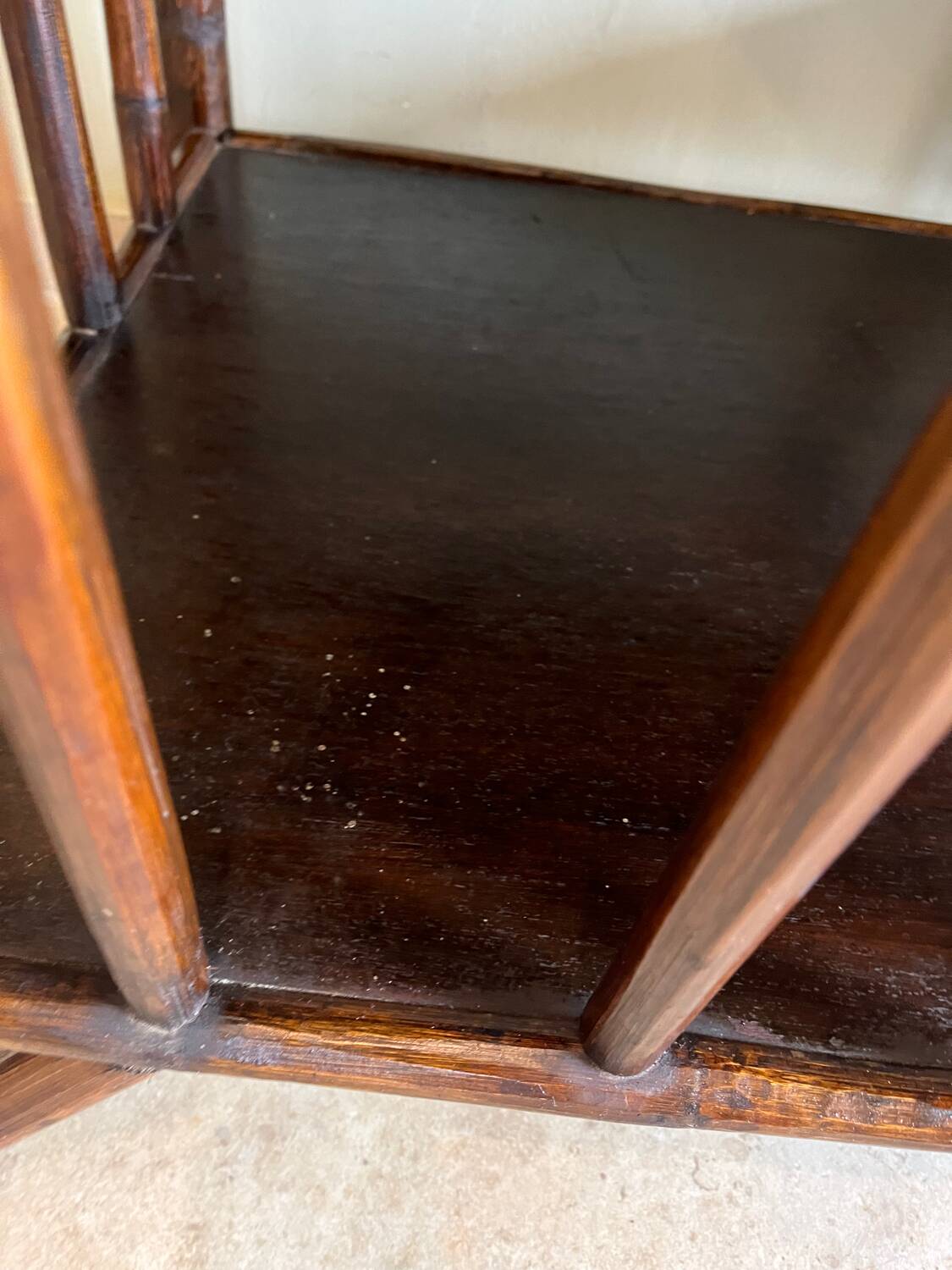 Brown rattan console shelf