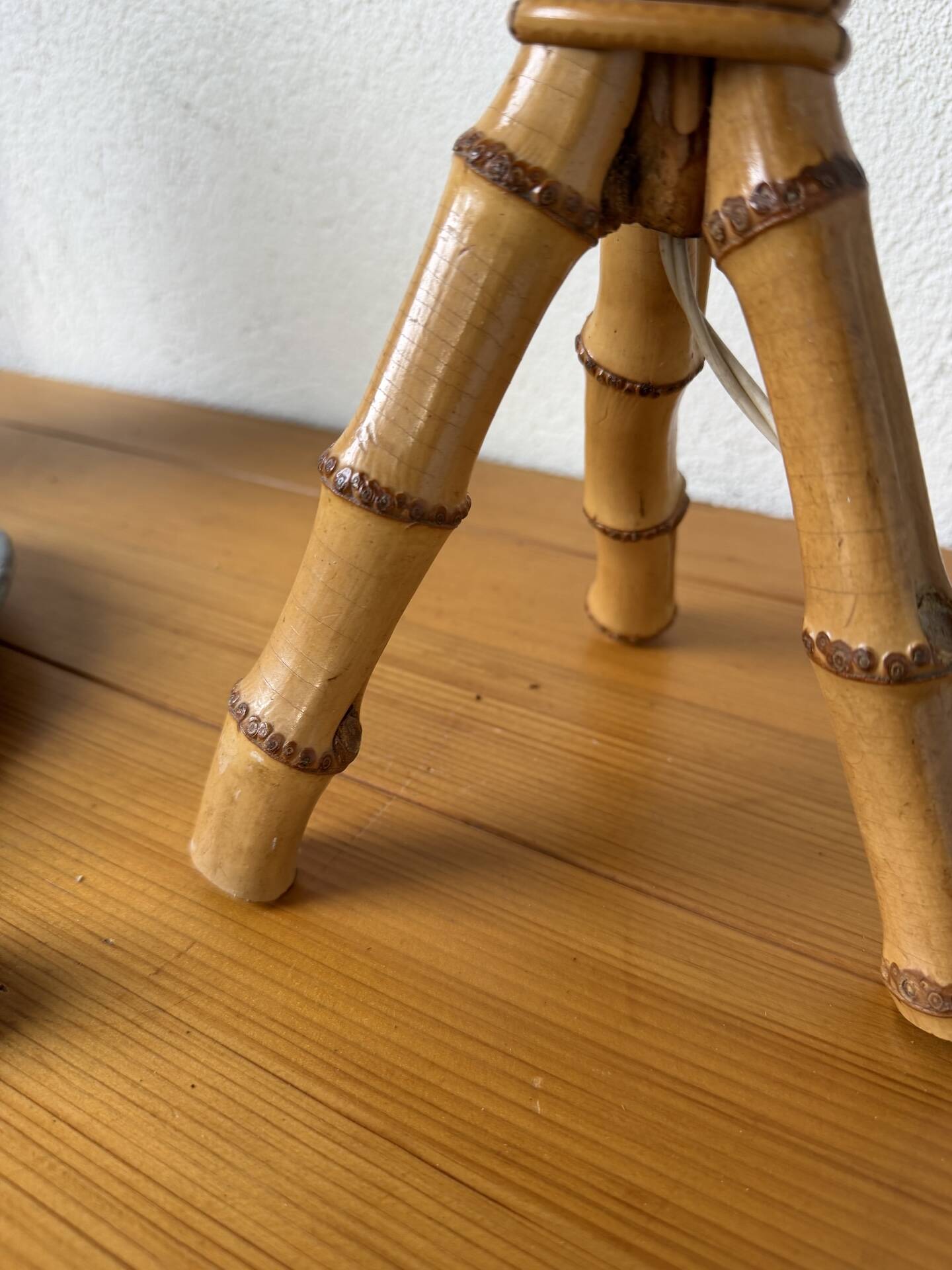 1960s rattan desk or table lamp