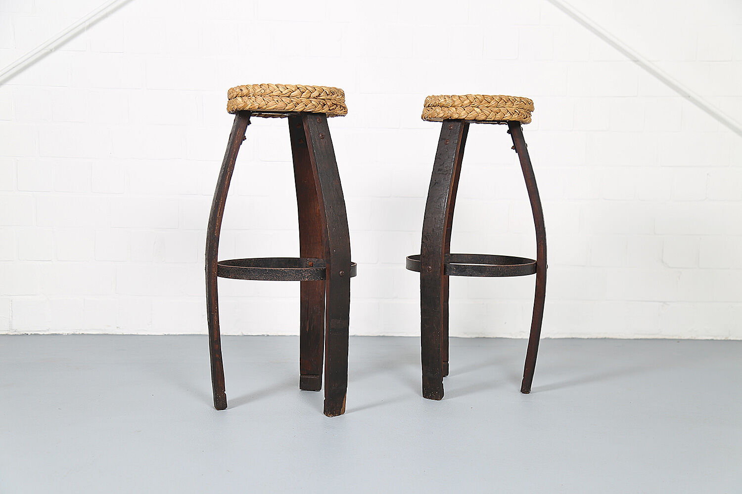 Original set of 2 bar stools by Frida Minet and Adrien Audoux, 1950s, France