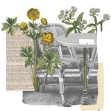 Print Collage Format A3. Bistrot Fleuri