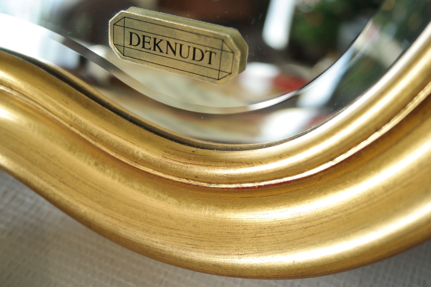 Bevelled gold mirror in Rococo style by Deknudt, Belgium, vintage.