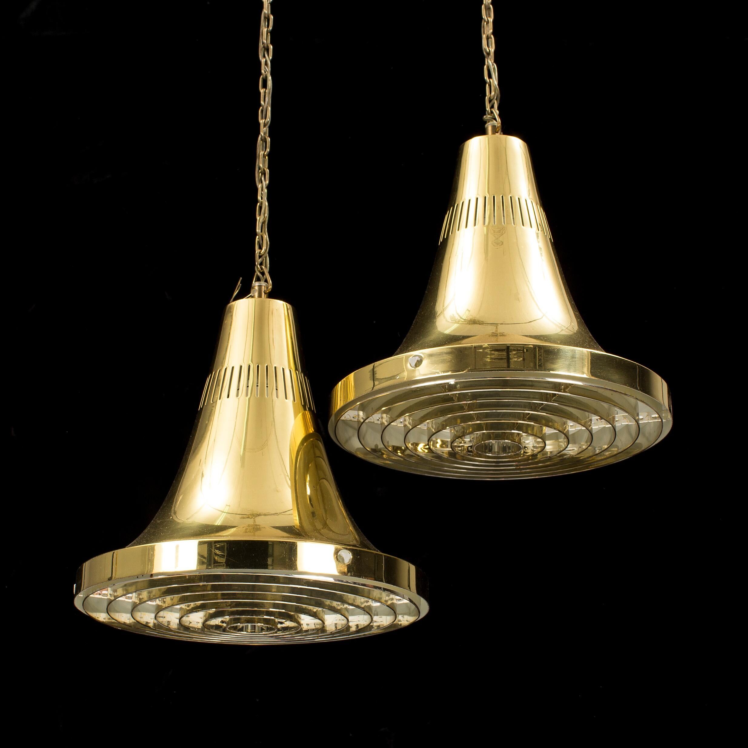 Brass ceiling light by Hans Agne Jakobsson for Markaryd, Sweden, 1960.