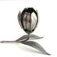 Silver metal ashtray flower, 6 petals, 60s