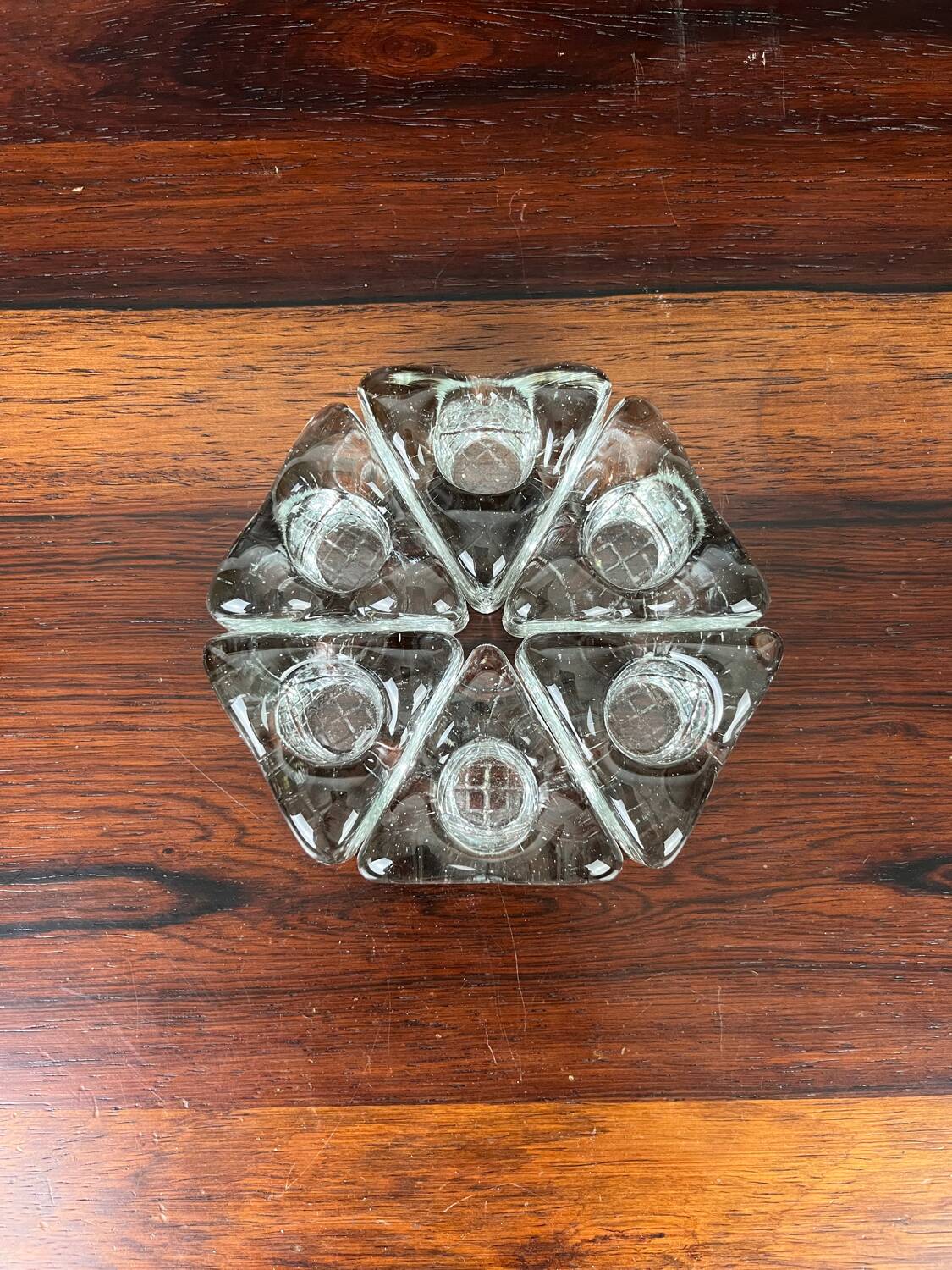 6 ice cube candle holders, molded glass