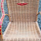 Rattan and wicker armchair from the 50s