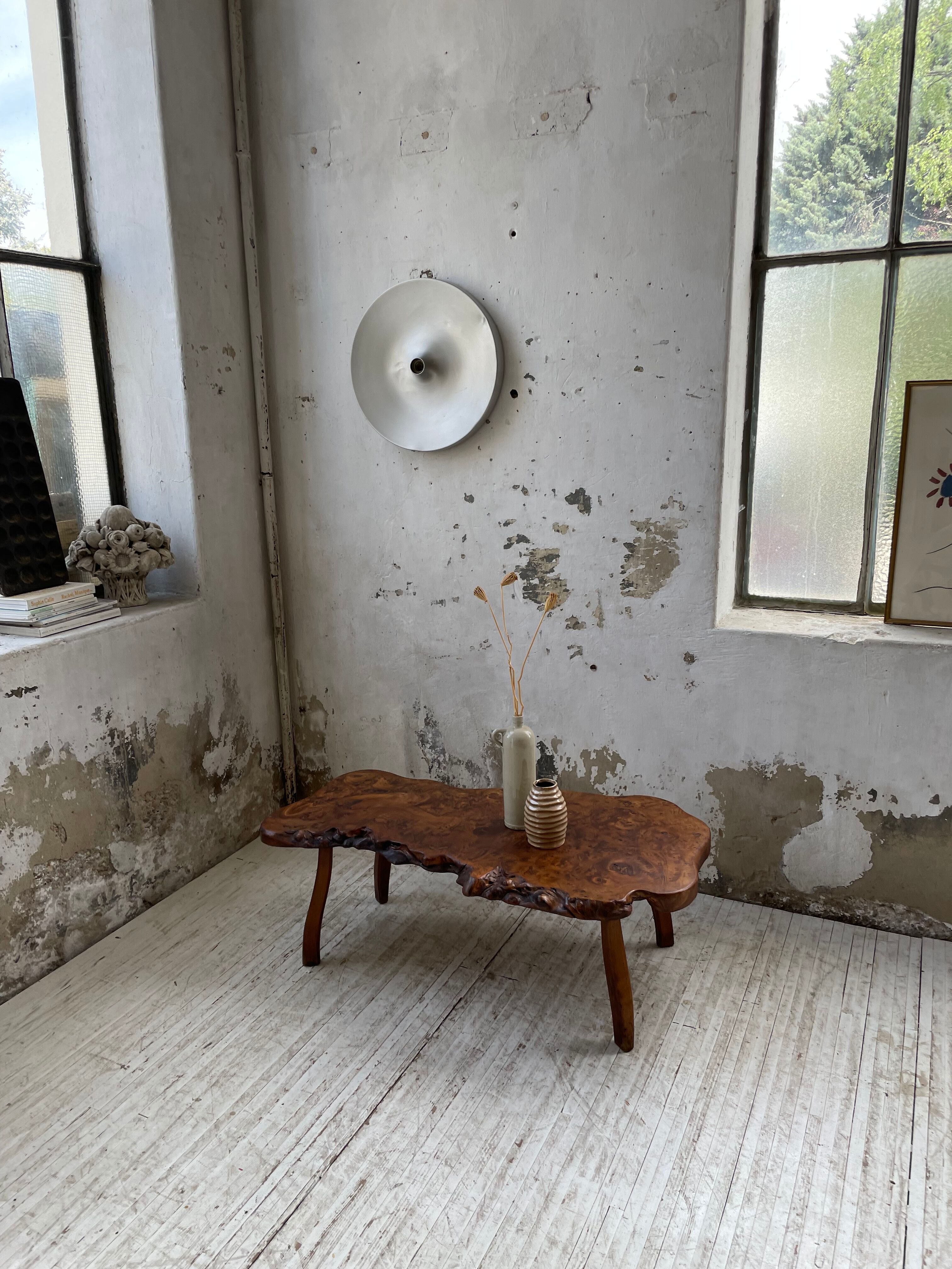 Solid free-form elm coffee table